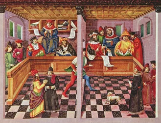 Ms Lat. 209 fol.8v Tribunal des scientifiques, tiré de 